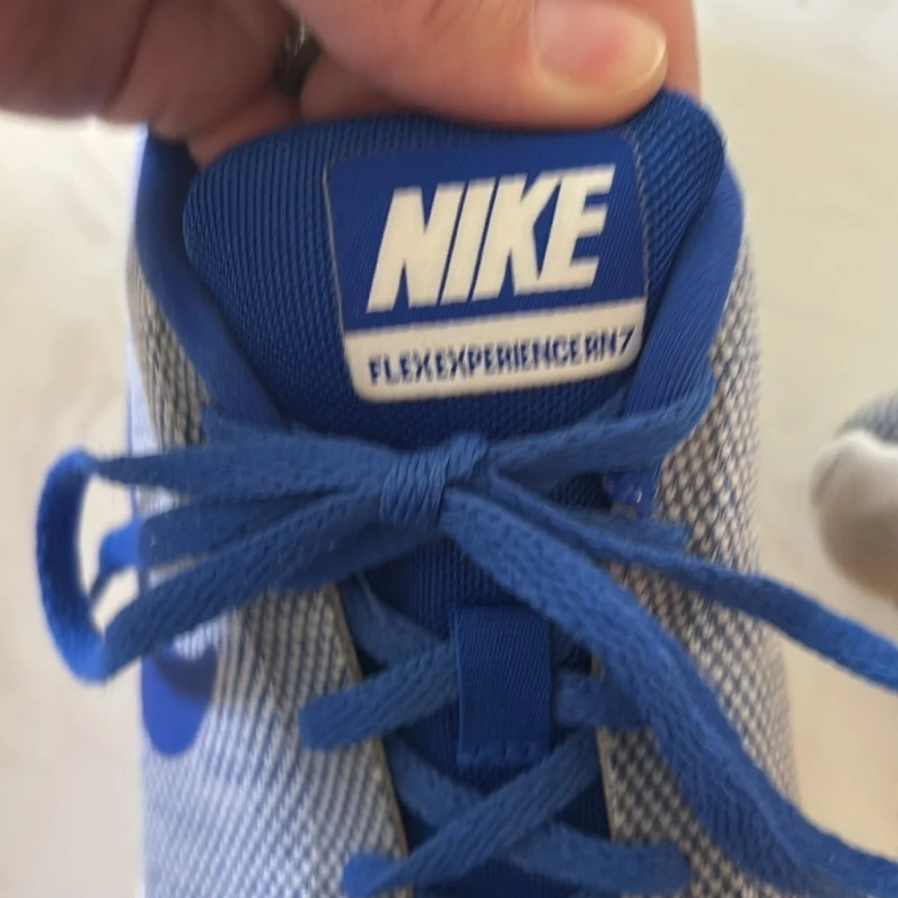 Men’s Blue and White Nike Flex Experience RN7 Athletic Shoes